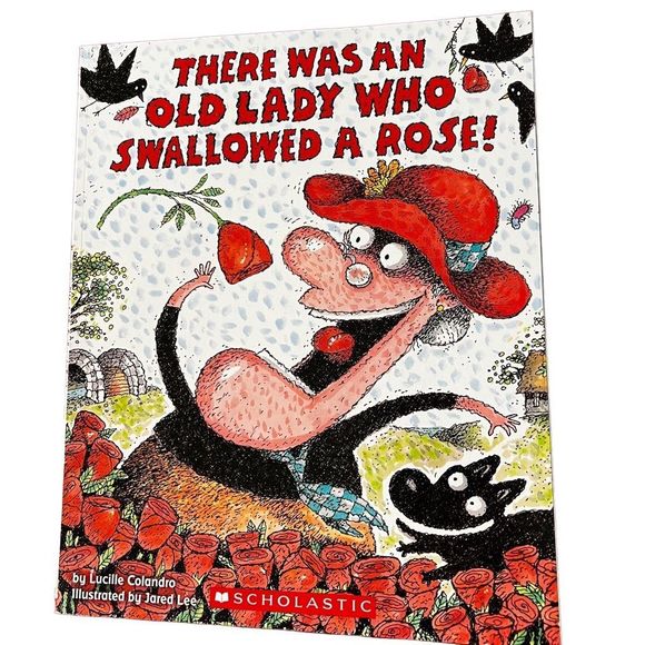 There Was An Old Lady Who Swallowed A Rose Scholastic Paperback Kid’s Book - Picture 1 of 5